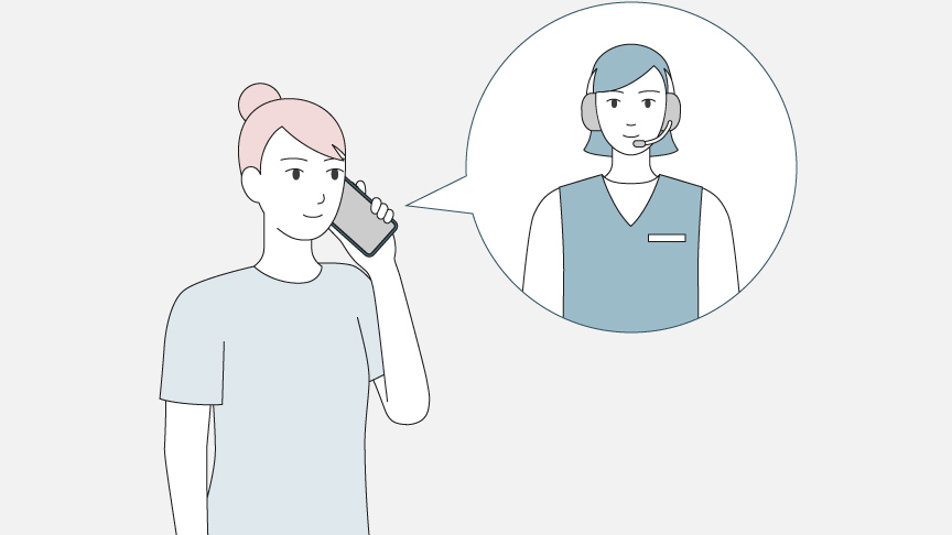 イラスト：サポートに電話している女性