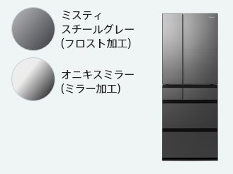 ミスティスチールグレー（フロスト加工）、オニキスミラー（ミラー加工）