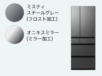 ミスティスチールグレー（フロスト加工）、オニキスミラー（ミラー加工）