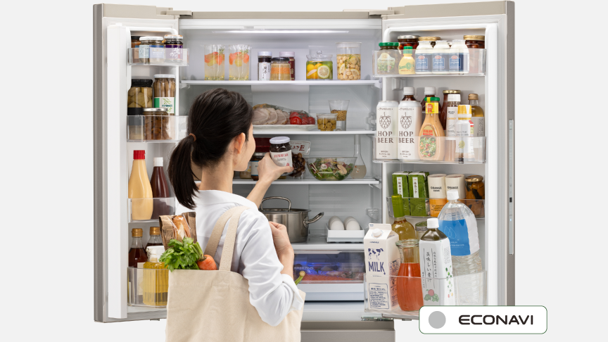 画像：冷蔵室内に食品が多い状態