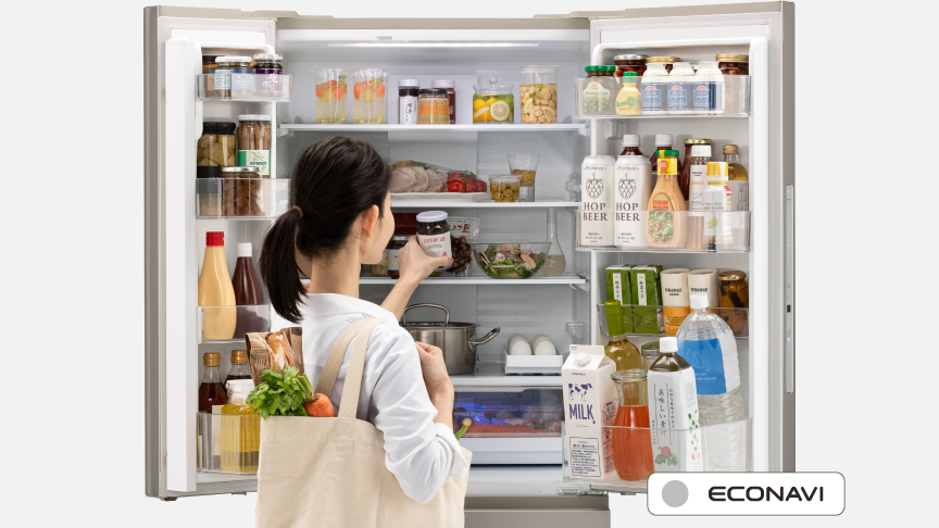 画像：冷蔵室内に食品が多い状態