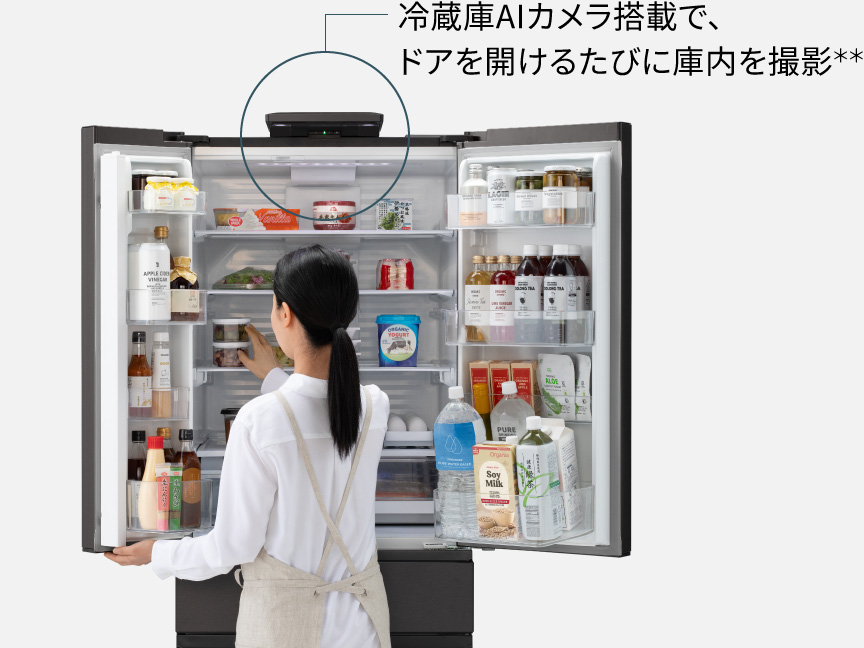 画像：冷蔵庫AIカメラでドアを開ける度に冷蔵室を撮影