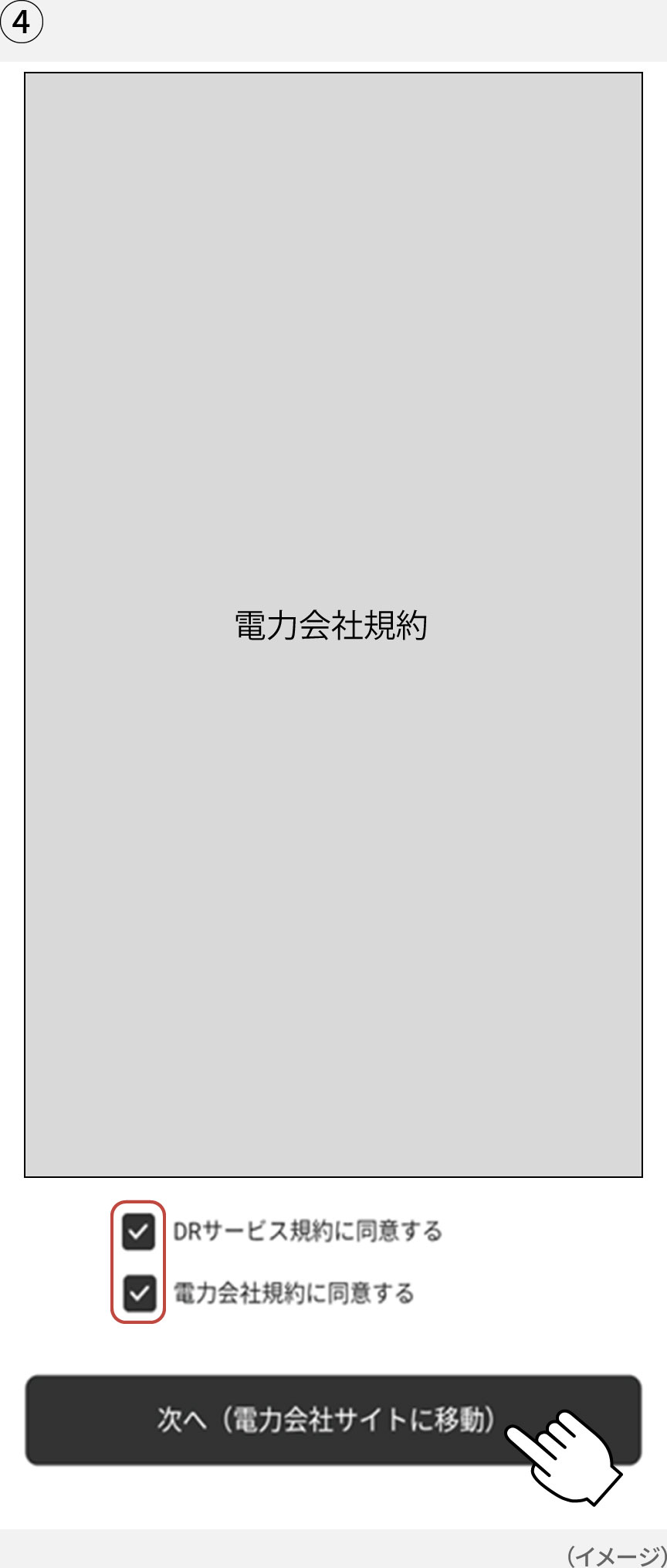 画像：「KitchenPocket」アプリの「規約同意」の画面イメージ