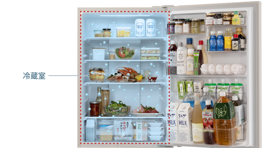 画像：冷蔵室がうるおっているイメージ