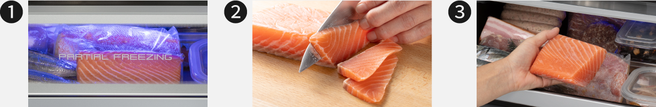 画像：パーシャル半解凍の手順イメージ