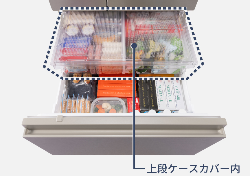 対応場所：冷凍室の上段ケースカバー内