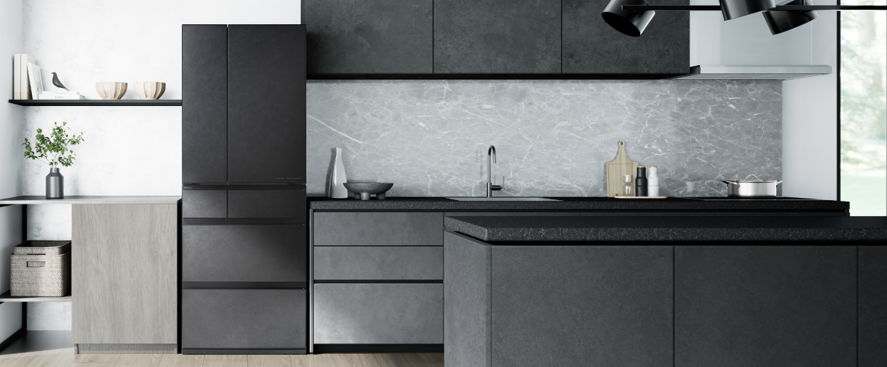 画像：冷蔵庫を置いたキッチン