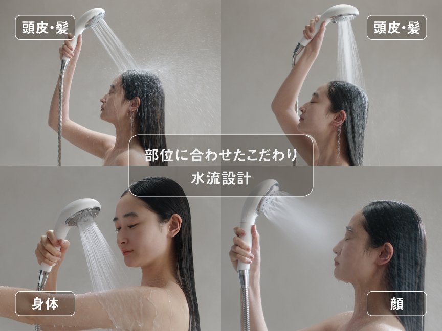 部位に合わせてこだわり、水流設計