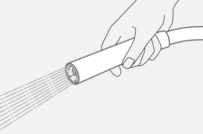 グリップ部を持ちながらお湯を出しているイメージ