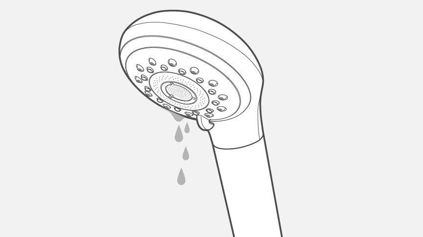 [イラスト]シャワーヘッドから水滴が垂れている様子