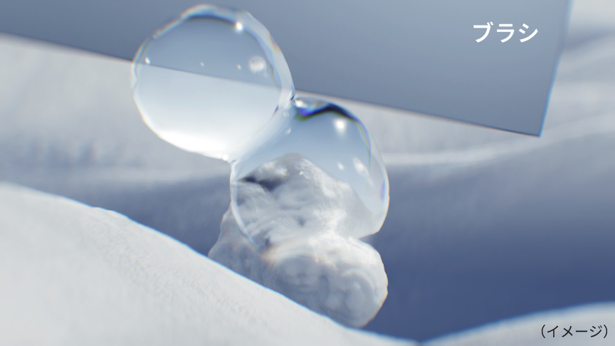 イメージ：ブラシに付いたマイクロミストがハウスダストに吸着