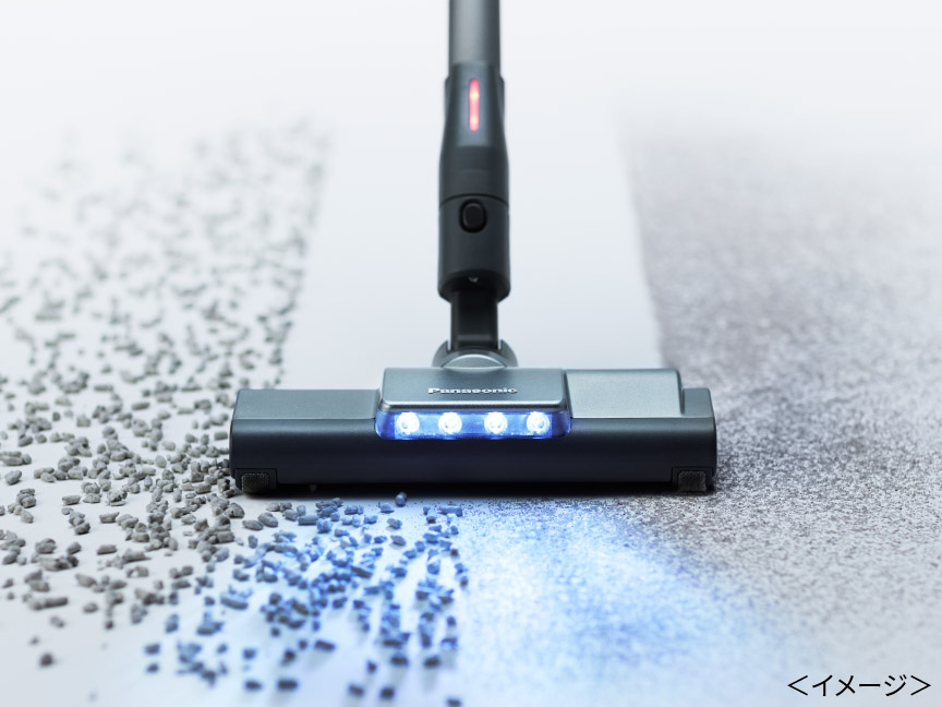 小さなゴミから、大きなゴミまでパワフルに吸引するイメージ