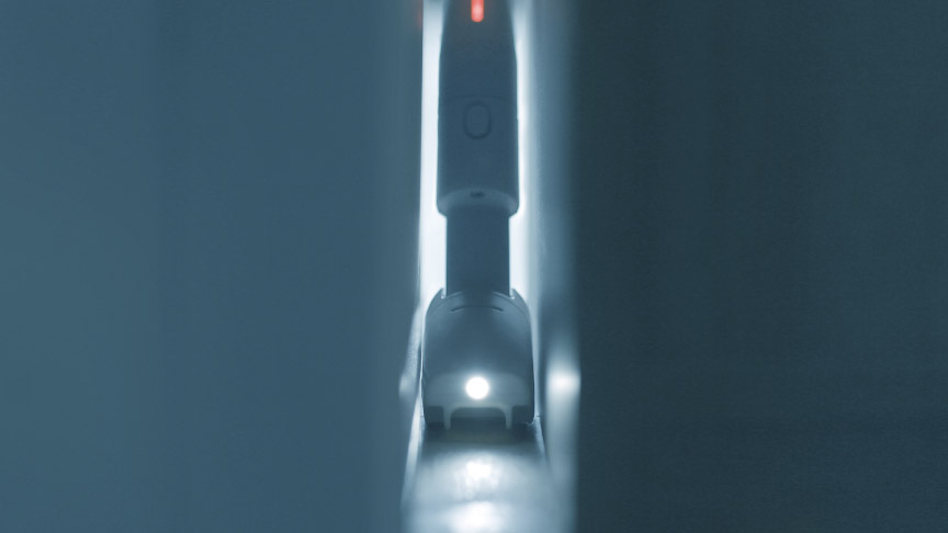 子ノズルのLEDが点灯している様子