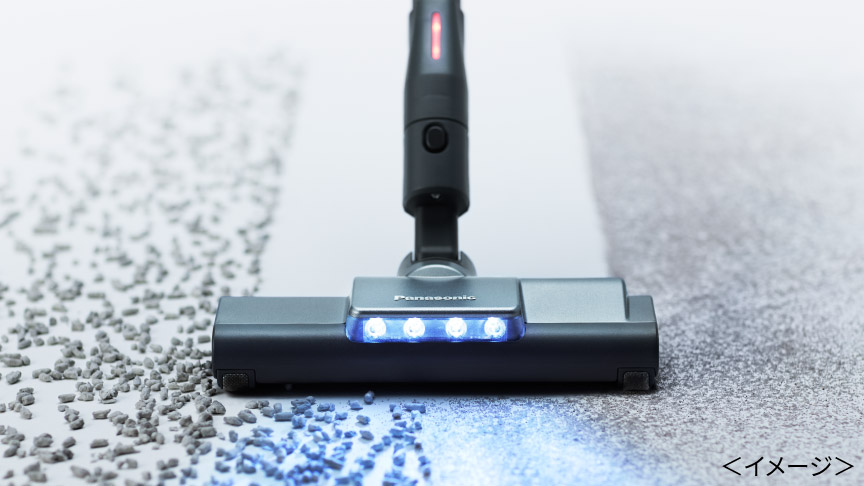 小さなゴミから、大きなゴミまでパワフルに吸引するイメージ