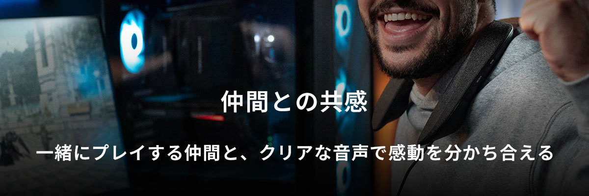 仲間との共感　一緒にプレイする仲間と、クリアな音声で感動を分かち合える