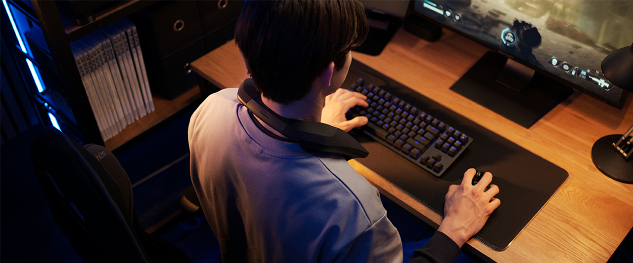 耳を塞がない肩掛けスタイル イメージ