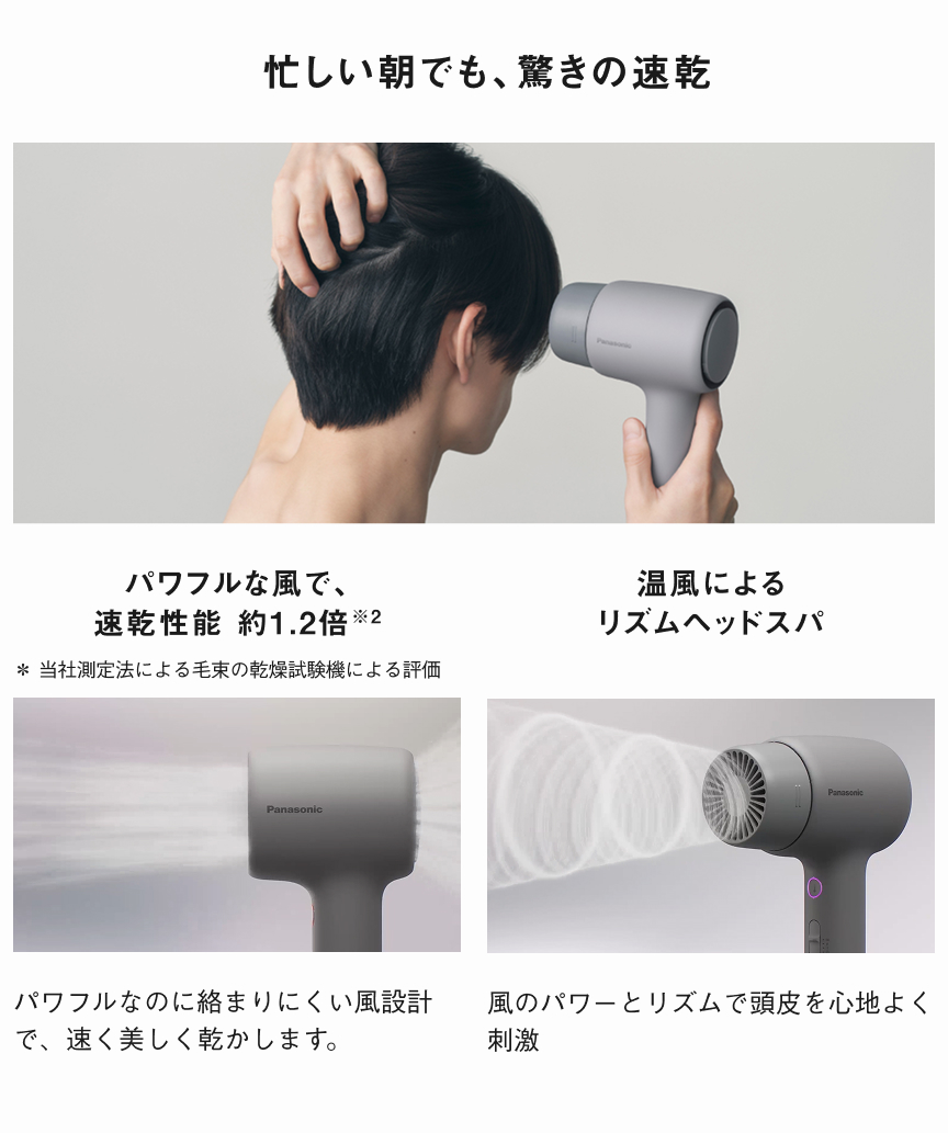 忙しい朝でも、驚きの速乾