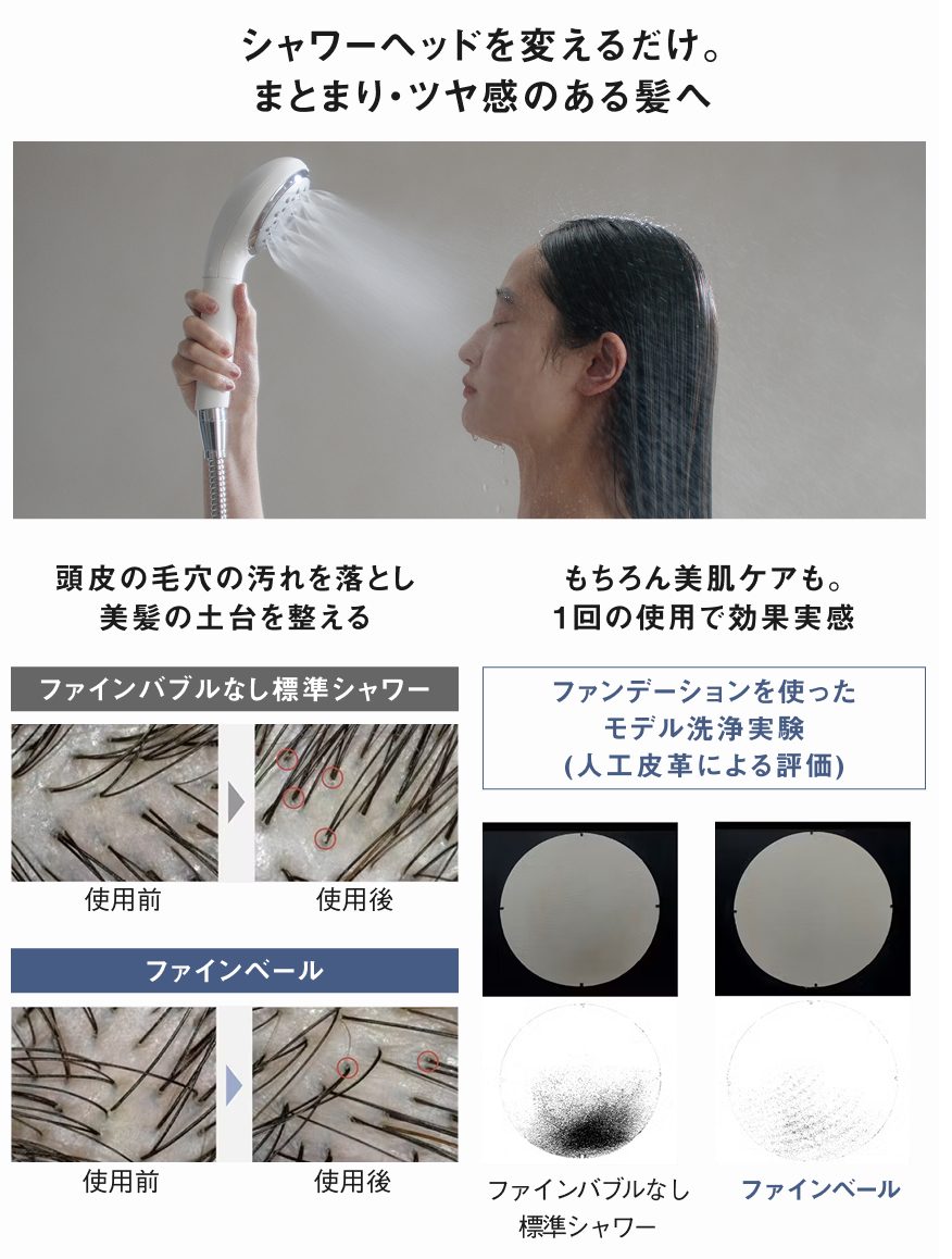 シャワーヘッドを変えるだけ。まとまり・ツヤ感のある髪へ