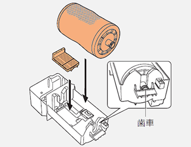 画像：トレーに除菌フィルターセット・防カビユニットを取り付ける