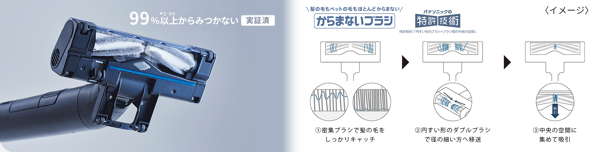 画像：今まで面倒だったブラシのお手入れがラクに 髪の毛やペットの毛がほとんど絡まない