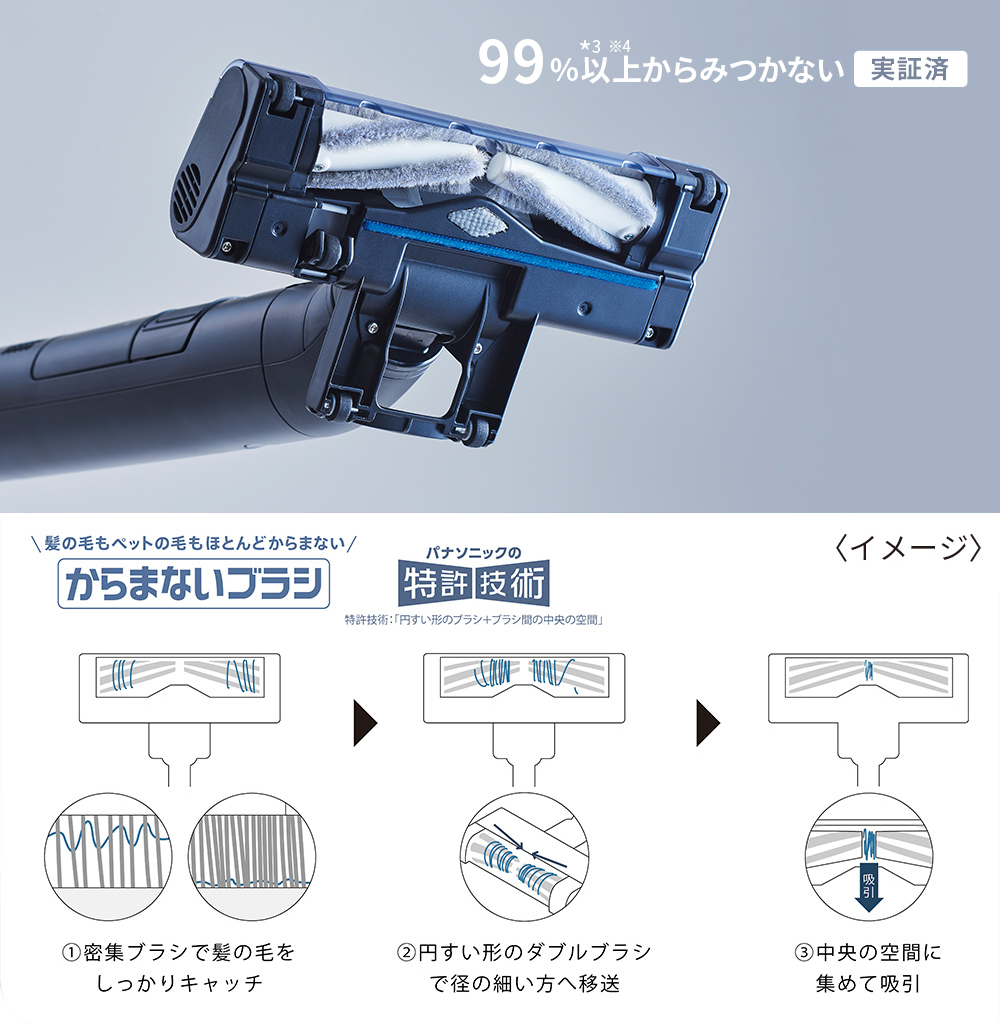 画像：今まで面倒だったブラシのお手入れがラクに 髪の毛やペットの毛がほとんど絡まない