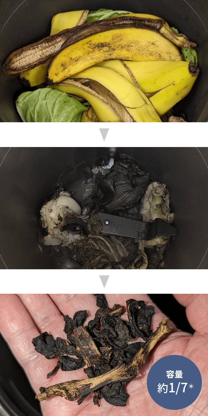 写真：生ごみの軽量化でごみ捨ての負担を軽減 ごみ袋からの水分漏れの心配もなし