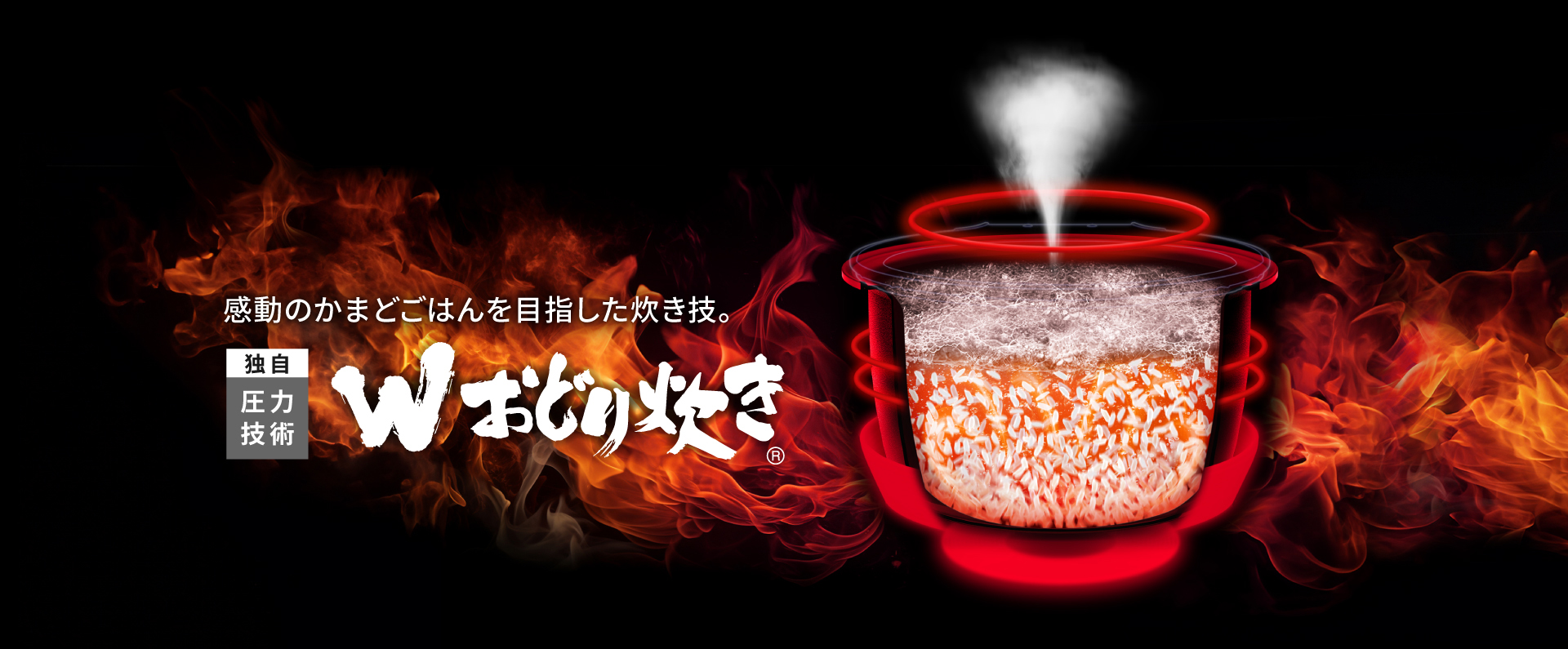 感動のかまどごはんを目指した炊き技。独自圧力技術「Wおどり炊き」
