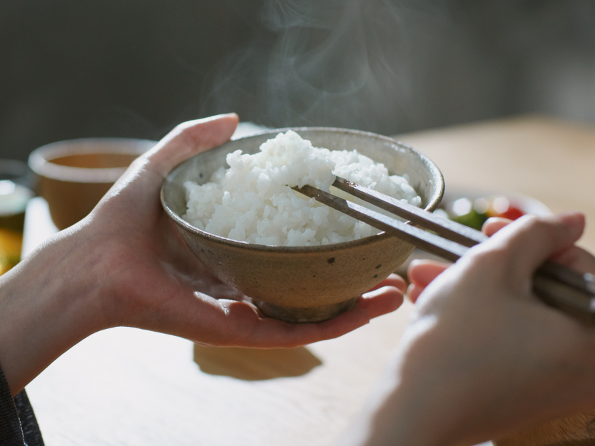 メインビジュアルです。パナソニック炊飯器のフラグシップモデルで炊いたごはんのイメージです。