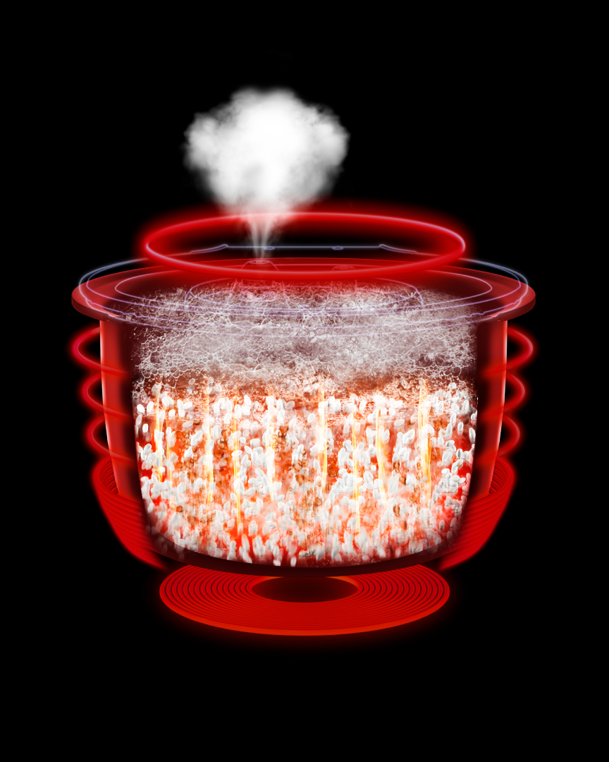 パナソニック炊飯器の火力・圧力技術をイメージしたCGの画像です。