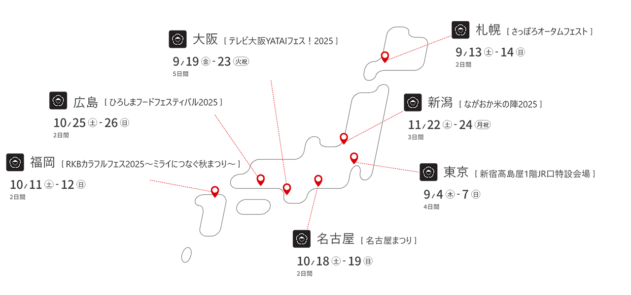 「食べ比べ亭」開催地MAP