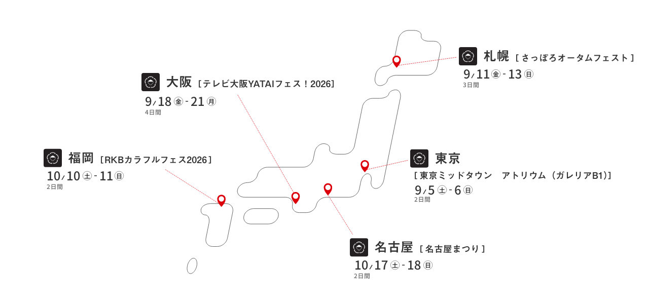 「食べ比べ亭」開催地MAP