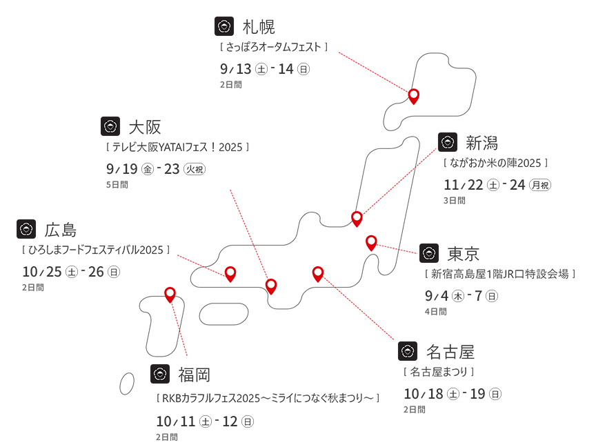 「食べ比べ亭」開催地MAP