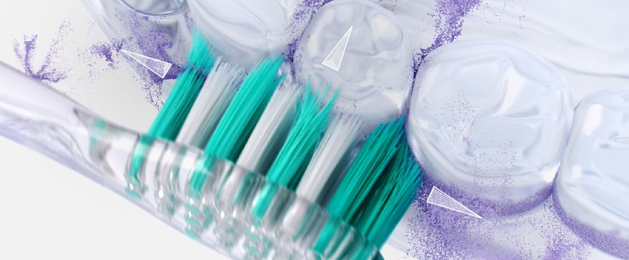 歯間フィットブラシで歯を磨くイメージ