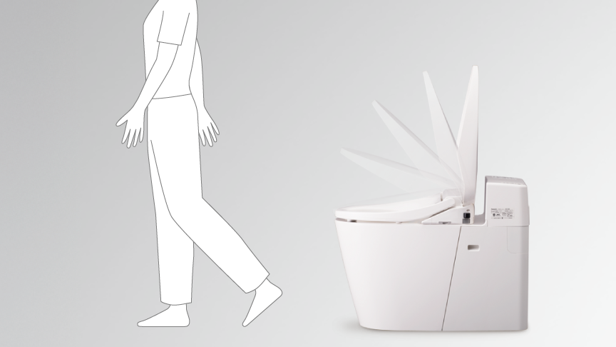 イメージ：便ふたが自動開閉する様子