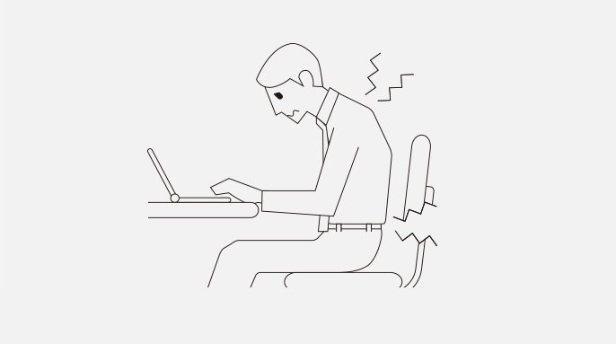 椅子に座ってパソコンをしている人のイラスト