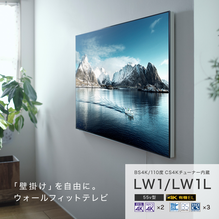 「壁掛け」を自由に。ウォールフィットテレビ LW1/LW1L 55v型