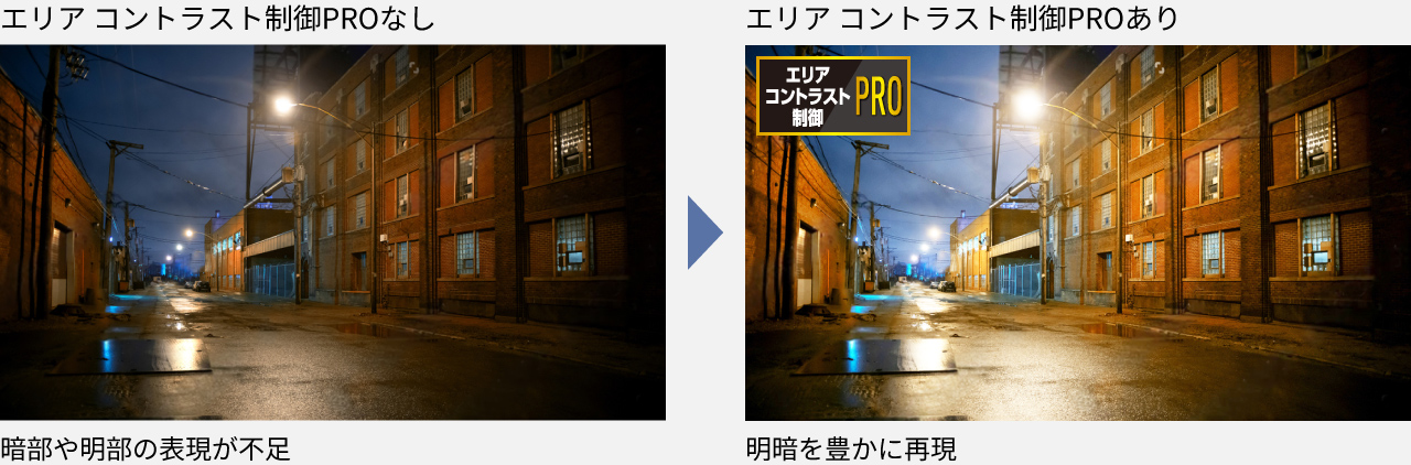 エリアコントラスト制御の比較イメージ