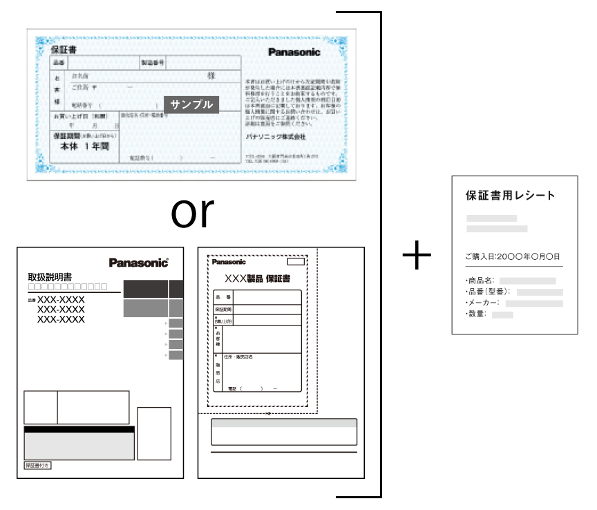 保証書＋購入証明書のイメージ