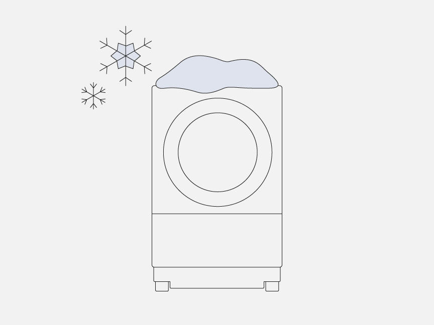イメージイラスト：洗濯機に雪が積もっている