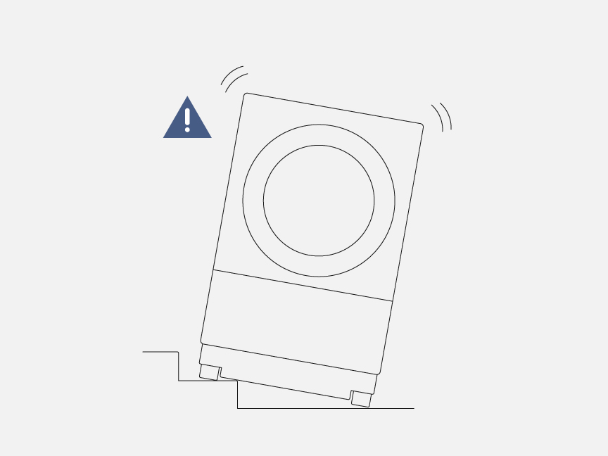 イメージイラスト：足場が不安定な場所に洗濯機が置かれている