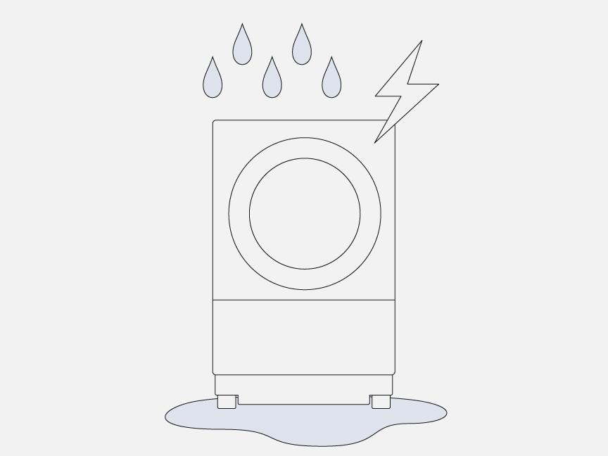 イメージイラスト：雨に濡れる洗濯機