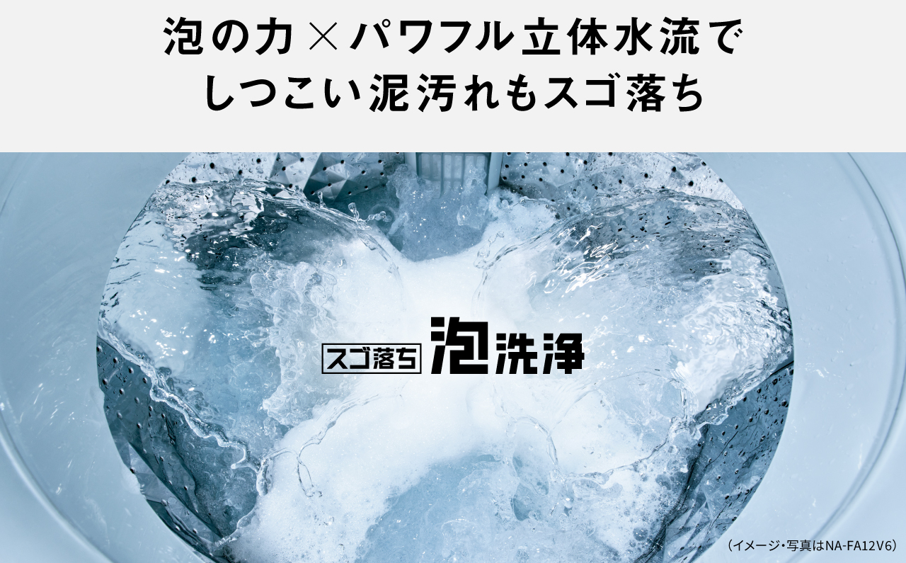 泡の力×パワフル立体水流で しつこい泥汚れもスゴ落ち
