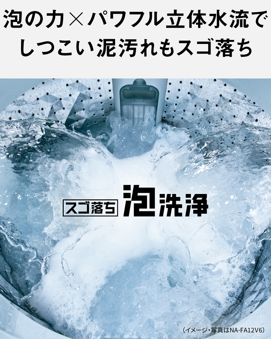 泡の力×パワフル立体水流で しつこい泥汚れもスゴ落ち