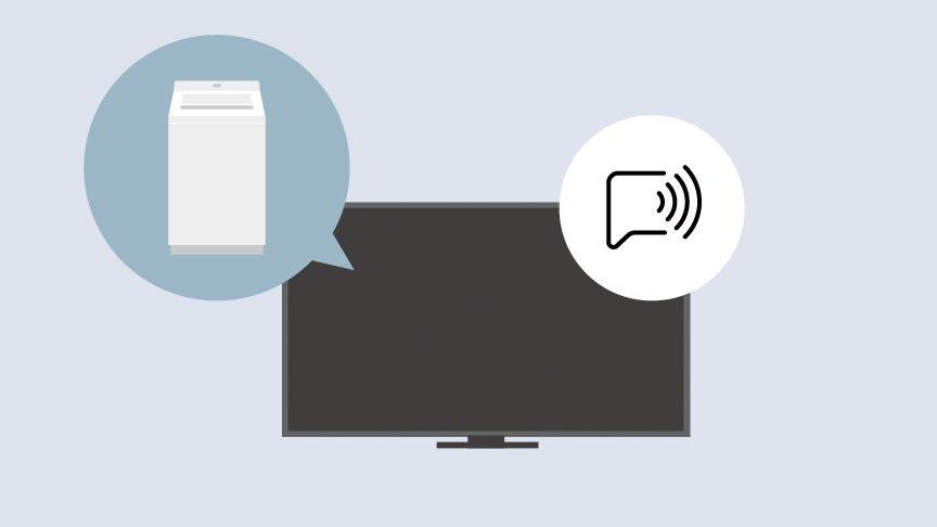 イメージ：洗濯機とテレビが連動している様子