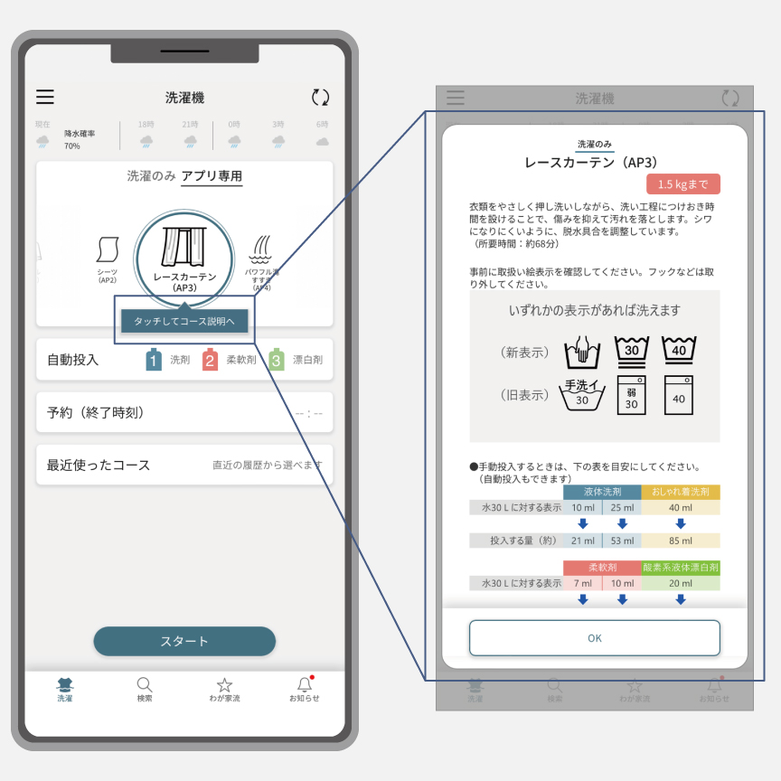 イメージ：運転内容切換タブ