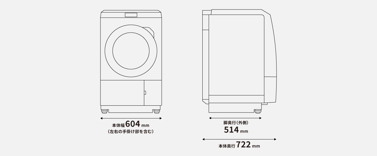イメージ：洗濯機の幅と奥行き