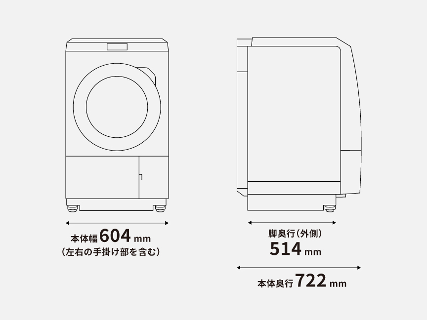 イメージ：洗濯機の幅と奥行き