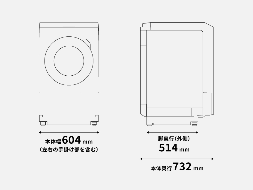 イメージ：洗濯機の幅と奥行き