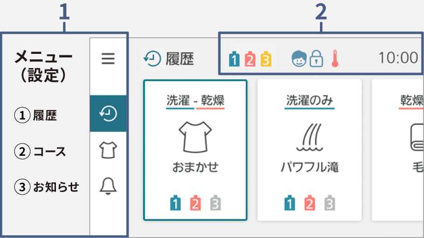 イメージ：カラー液晶タッチパネルの操作画面