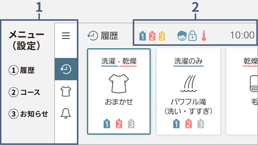 イメージ：カラー液晶タッチパネルの操作画面